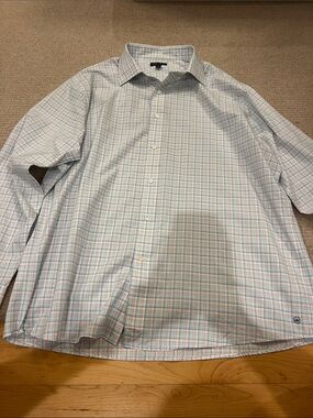 Peter Millar Men's Plaid Dress Shirt - Light Blue & Pink
Size: XXL